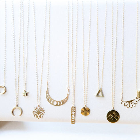 Celestial Moon Phase Half Circle Boho Necklace